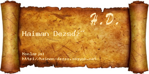 Haiman Dezső névjegykártya